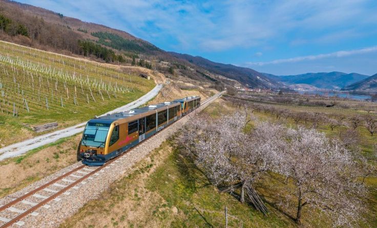 Die Wachaubahn auf ihrem Weg durch das UNESCO-Welterbe. (Foto: NB/Wegerbauer)