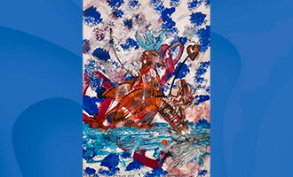 Gemälde von: CHRISTIAN ATTERSEE: Freundschaft, 2024, Acryl auf Karton, 44 x 31 cm