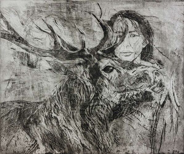 Kunst für alle - Schonzeit Flüchtlingskind mit indigenem Hochwild