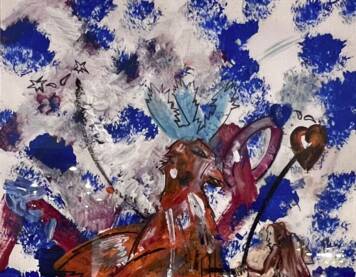 Gemälde von: CHRISTIAN ATTERSEE: Freundschaft, 2024, Acryl auf Karton, 44 x 31 cm