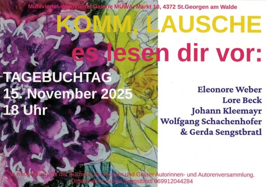 TAGEBUCHTAG 2025 am Sa., 15. November 2025 um 18.00 Uhr in der Galerie MÜWA