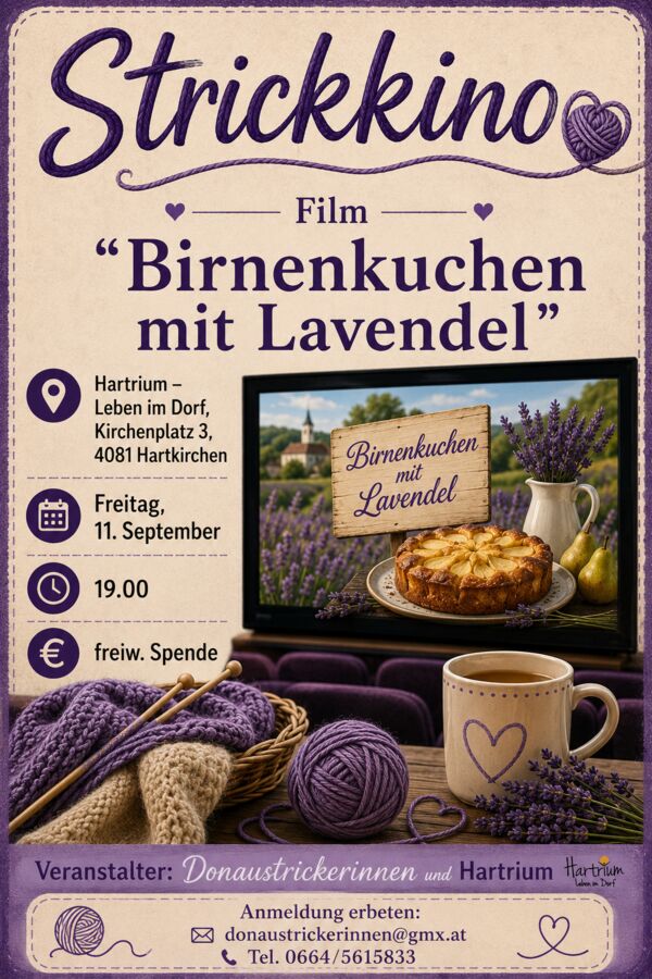 Strickkino „Birnenkuchen mit Lavendel“