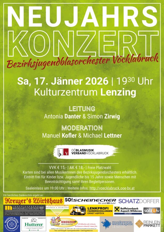 Neujahrskonzert des Bezirksjugendblasorchesters Vöcklabruck
