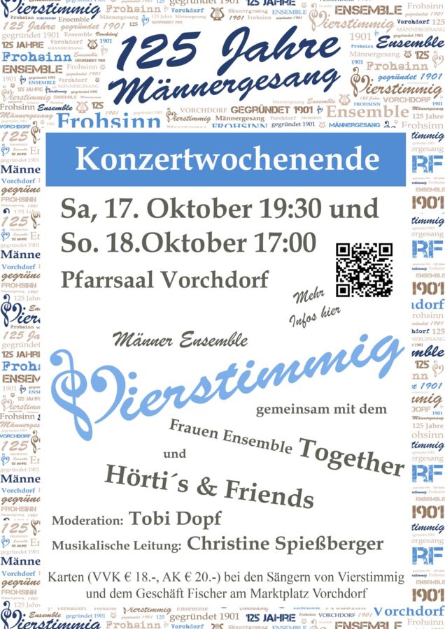 Konzertwochenende 125 Jahre Männergesang in Vorchdorf