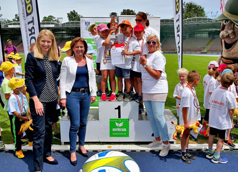 Kindergarten-Olympiade: Gold für Leonding im Pendel-Staffel-Lauf