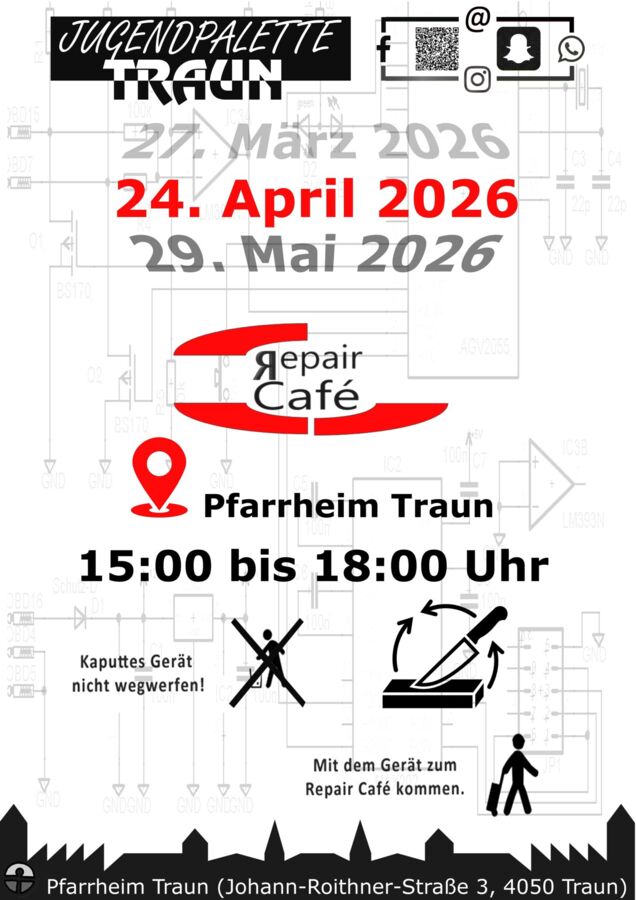 Repair Café am 24. April 2026, Traun