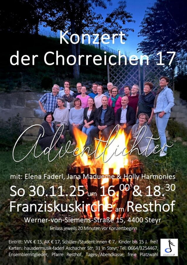 Konzert „Adventlichter“ der Chorreichen 17 in der Franziskuskirche am Resthof