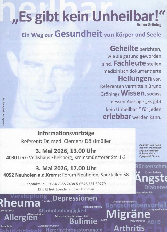 Informationsvortrag „Ein neuer Weg zur Gesundheit von Körper und Seele!“