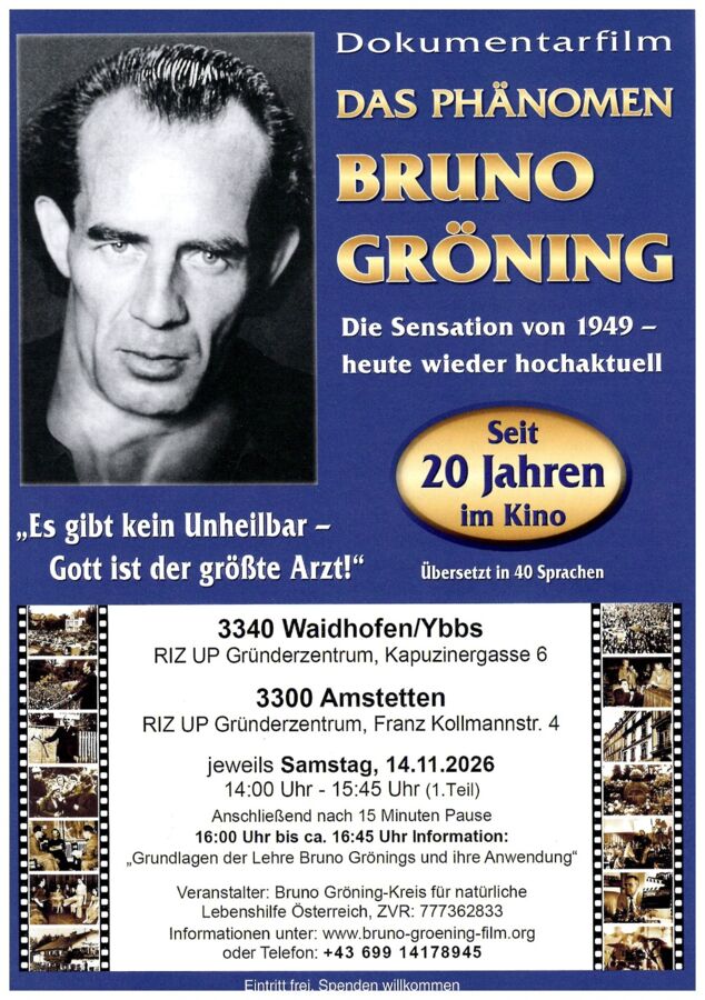 Waidhofen/Ybbs: Dokumentarfilm „Das Phänomen Bruno Gröning