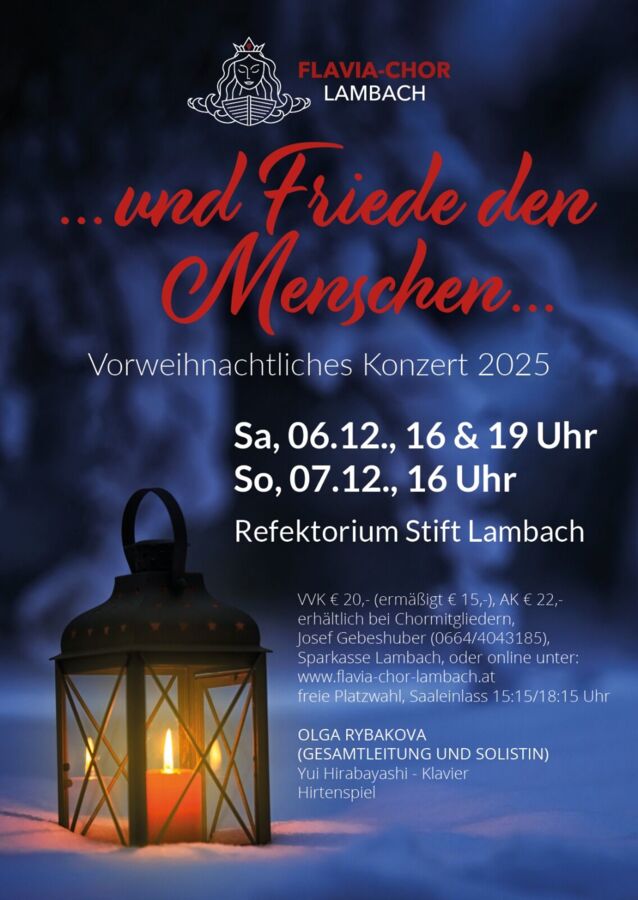 Weihnachtssingen 2025 des Flavia-Chor Lambach, 06. & 07.12.2025