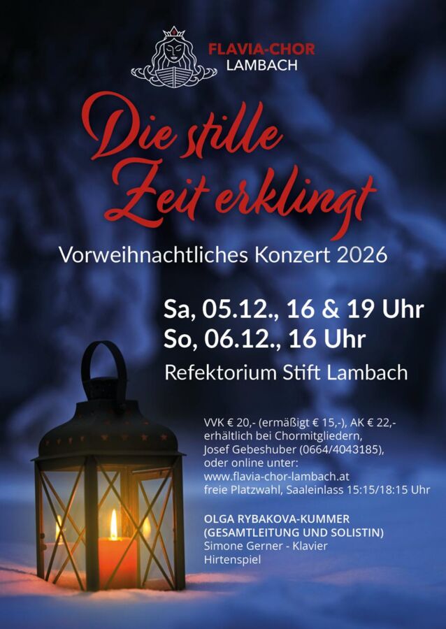 Weihnachtssingen 2026 des Flavia-Chor Lambach, 05. + 06.12.2026
