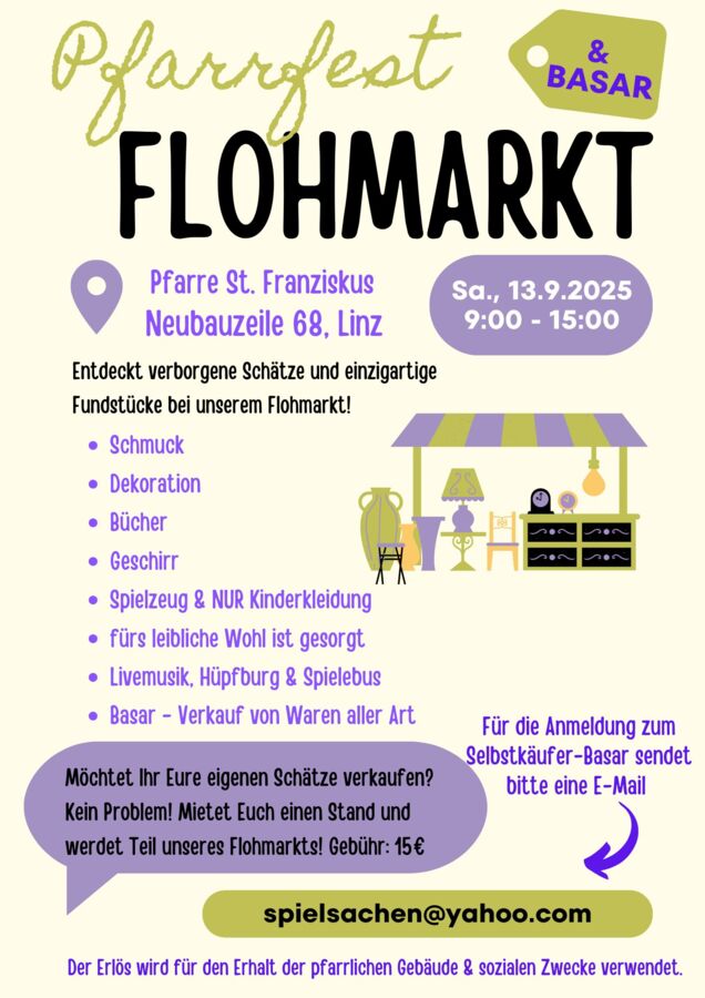 Flohmarkt & Selbstverkäuferbasar Pfarre Linz St. Franziskus