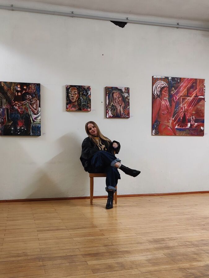 Ausstellung Aufgeign mit Pinsel, Technik und Farbe