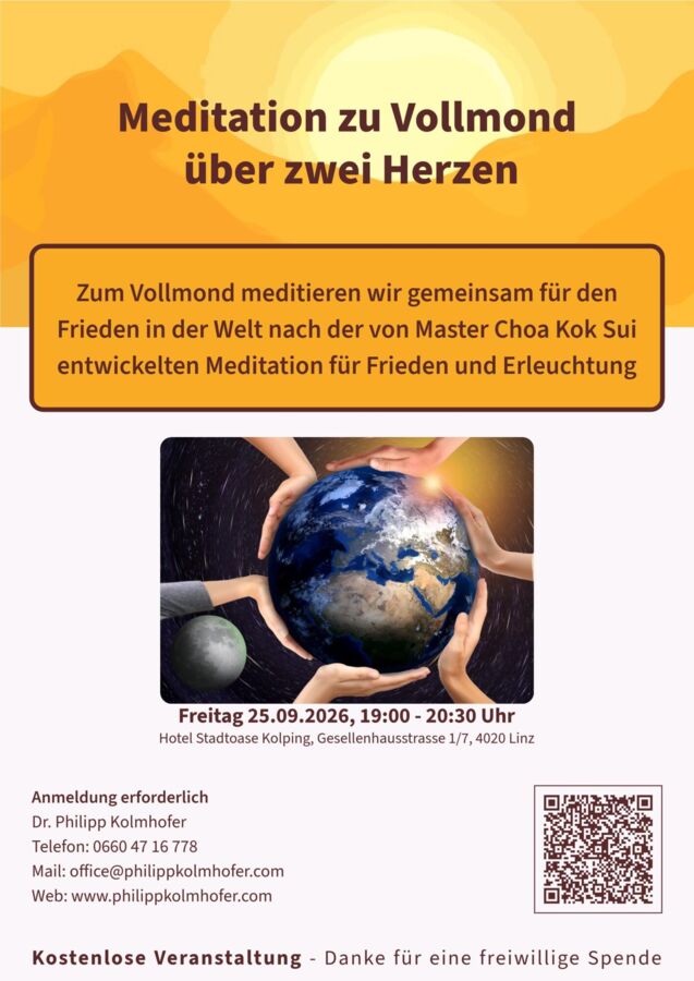 Meditation zu Vollmond über zwei Herzen