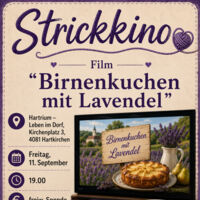 Strickkino Birnenkuchen mit Lavendel