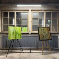 Ausstellung Aufgeign mit Pinsel, Technik und Farbe