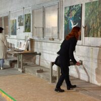 Ausstellung Aufgeign mit Pinsel, Technik und Farbe